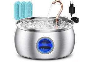 Tomxcute Kattfontän i rostfritt stål 4,0 l – koppar, svanhalsdesign, dricksfontän för katter, inomhus – kattfontän med 3 rese