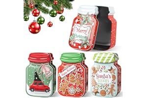 QIANAI Scatole Biscotti Natale, Barattolo per Pasticceria Natalizio In Metallo, Barattolo Natalizi Quadrato, Caramelle Box, Scatole Biscotti Natale, per Caramelle, Regali (A)