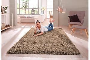 VICEROY BEDDING SHAGGY RUG Modern Rugs Living Room Extra Large Small Rectangular Size Soft Touch 30MM / 3cm Thick Pile Living Room Area Rugs Non Shedding (Brown, 160cm x 230cm (5.5ft x 7.5ft))
