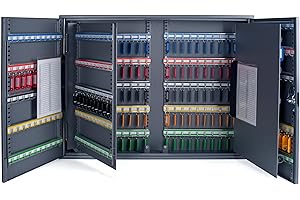 Pavo - Szafka na 300 kluczy/Metalowa skrzynka z bocznym wrzutem na klucze, wymiary : 14x55x73 cm, Breloczki w zestawie - Ciemnoszara