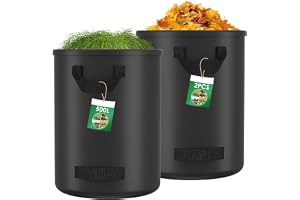 Pfloge® 2 x trädgårdsavfallspåsar 500 l trädgårdsavfallspåsar med 4 handtag, vattentät trädgårdsavfallspåse hållbar hållbar k
