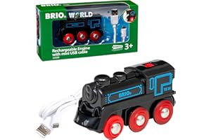 BRIO World - 33599 Akku Lok mit Mini USB - Wiederaufladbare Lokomotive - Batteriebetriebener Spielzeugzug für Kinder ab 3 Jahren