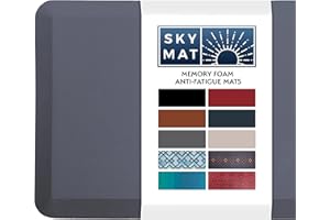 SKY MAT Sky Solutions Anti Fatigue Floor Mat - 3/4" Thick Cushioned Kitchen Rug, Standing Desk Mat - Comfort at Home, Office, Garage - Non Slip, Durable and Stain Resistant (20" x 39", Light Gray)