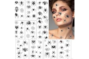 LCMAOKE Halloween Tattoo, Temporar Spinnen Tattoos, 10 Blätter Horror Spinnweben halloween tattoo gesicht, Halloween Verkleiden Masquerade Karneval Party Punk Geschenk