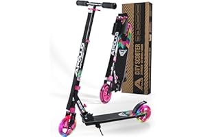 ‎APOLLO Apollo Skyracer City Roller mit LED Leuchträdern | Roller Kinder 6 Jahre | City Scooter mit Federung | Tretroller für Kinder und Teens | Kinder Roller klappbar und höhenverstellbar