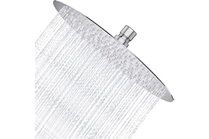 Derpras Round Rain Shower Head, 304 Stainless Steel, Ultra Thin Powerful High Pressure Top Spray Bathroom Rainfall Showerhead(Brushed Nickel) (12 Inch,168 Jets)