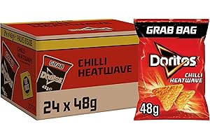 WALKERS Doritos Chilli Heatwave Vegetarian Tortilla Chips, Perfect for Snacking 48g (Case of 24)