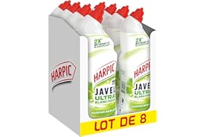 Harpic - Lot de 8 Gels WC Javel Ultra Blancheur 750ml - Agrumes