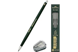 FABER-CASTELL Faber Castell - Lápiz de plomo TK 9400, grosor de la mina: 2 mm, dureza: HB + minas de repuesto y sacapuntas