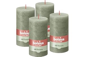 BOLSIUS Rustikale Stumpenkerze, dunkelgrün, 13 x 7 cm, 4 Stück