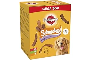 Pedigree Schmackos Mega Pack 110/112 Strips Snacks, Dog Treat Multipack with Beef, Lamb and Poultry Flavours