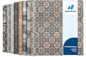 Floordirekt, Plaza, Lagos 761m - Rivestimento per pavimenti in vinile, al metro su misura, per cucina e balcone, effetto legno, effetto piastrelle, robusto e facile da pulire, 200 x 200 cm