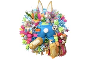 NCQIFEI Ostertür Dekorationen Hasen Hintern und Ohren Kranz, Osterkranz Osterei Dekorative Künstliche Blumen Kränze Girlande Wandkranz Türkranz Osterdeko für Hochzeit Tür Wand Fenster Deko (F, One Size)