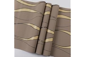 Trafagala 0,53m x 9.5m Taupe Tapete Vliestapete 3D Modern Minimalistisch Wallpaper mit 3D-Wellen Leicht Glänzend - Streifentapete Wanddekoration in Wohnzimmer, Schlafzimmer und Büro