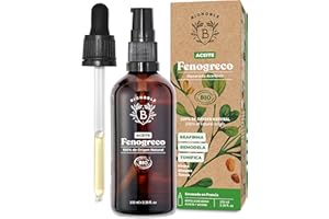 Bionoble Aceite de Fenogreco Orgánico 100ml - Aceite Macerado de Fenogreco y Aceite de Girasol - Cuerpo, Pecho, Glúteos, Cabello - Vegano, Cruelty Free - Botella de vidrio + Pipeta + Bomba