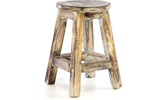 Divero Vintage Hocker SALOBRENA aus Holz - Farbe: Geflammt - Landhaus-Stil