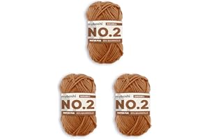 ‎MYBOSHI myboshi No.2 Baumwolle zum Häkeln, Baby Wolle, vegane Wolle zum Stricken, Wolle 60 Grad waschbar, für Baby und Amigurumi, 50g, Ll 100m Braun (Karamell) 3 Knäuel