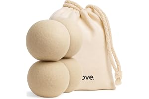 Vove naturliga hampa-torkbollar – 4-pack, 5 x mer absorberande än ull – minskar torktiden upp till 35 %, naturligt mjukgörare, minskar rynkor och statisk, återanvändbar, allergivänlig, miljövänlig