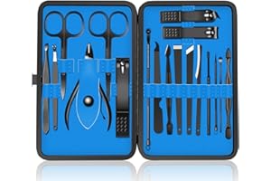 ULIYA Manicura Pedicura Set 18 PCS Profesional Cortaúñas Acero Inoxidable Grooming Kit Con Estuche De Viaje De Cuero Lujoso