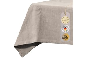 ‎CHAMBRY MADE IN GERMANY chambry Tischdecke 100% Leinen Stonewashed - Handarbeit Made in Germany - Größe und Farbe wählbar - hochwertige und nachhaltige Tischwäsche aus Naturmaterial - Sand 110cm x 160cm
