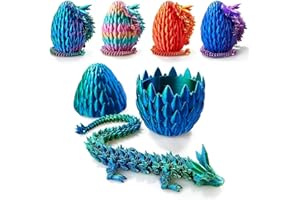 CLUHERTVY 3D Drachenei mit Drache Geheimnisvolles Drachenei 30CM Gelenkiger Drache Geschenk 3D Drache Osterkorbfüller Heim Schreibtisch Dekoration Überraschung Zappelphilipp (Laser Blau + Grün)