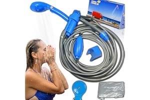 Retoo Doccia da campeggio portatile con pompa 35-60 W Doccia esterna con soffione doccia e serbatoio acqua 7 m tubo di alimentazione 12 V presa auto doccia per campeggio escursionismo giardino