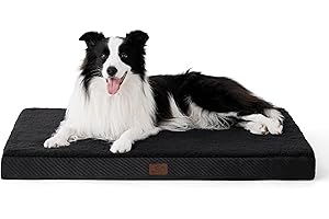 Bedsure Cuscino per Cane Gande - Materassino per Cani Taglia Grande Interno Cuscino Cane Sfoderabile Lavabile 91x69x7.6 cm, Nero