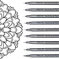 BRUSTRO Technical Fineliner & Brush Pen Set of 9 |Black| Tip Sizes - 0.05,0.1,0.2,0.3,0.4,0.5,0.6,0.8 mm| Waterproof, Ideal For Mandala, Drawing,Artist Illustration,Sketching