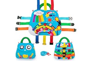beetoy Buckle Sensory Pillow Toys for Toddlers Travel Toys Early Educational Activity Toy Montessori Fidgets Toy Fine Motor Skills Development, Threading Zipper Basic Skills for Toddlers 1-6 Year