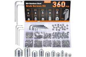 HOLMOL 360PCS Grub Screws Assorted Set for Door Handles with M3/M4/M5/M6/M8 Allen Keys, 304 Stainless Steel Grub Screw with Cone Point & Hex Head, Assorted Door Handle Screws for Repairs