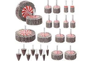 HSEAMALL 24PCS 80 Grit Sanding Flap Wheels Abrasive Wheel Set,1/4 Inch Drill Sanding Attachment Polishing Disc Sanding Drill Bit Heads for Rotary Tool Polishing Grinding Deburring