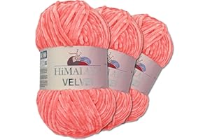 Wohnkult Himalaya Velvet Dolphin - Gomitolo di lana per lavorare a maglia, ciniglia soffice, per accessori, indumenti e coperte, 40 colori a scelta, 3 pezzi da 100 grammi l’uno (90046 | rosa salmone)