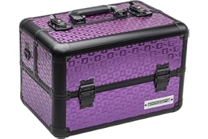 anndora Beauty Case Kosmetikkoffer - Robuster Schminkkoffer, Werkzeugkoffer, Nähkoffer, Aluminium Make-Up Koffer mit Fächern - Ideal für Reisen und professionelle Anwendungen abschließbar Violett Lila