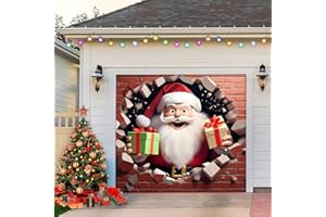 ZFFLYH Christmas Garage Door Cover, Hanging Backdrop Door Cover Christmas Garage Wall Decorations for Outdoor Home Yard Party Photo Backgrounds,Santa Claus,8 * 7FT