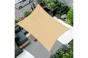 Cool Area Toldo Vela de Sombra Impermeable Rectangular 4x6m Protección UV PES Toldos para Patio Exterior Jardín Terraza-Arena