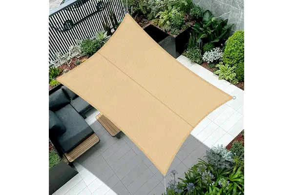 Cool Area Toldo Vela de Sombra Impermeable Rectangular 4x6m Protección UV PES Toldos para Patio Exterior Jardín Terraza-Arena