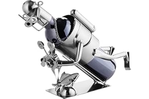 ‎BRUBAKER BRUBAKER Stojak na Butelkę Wina Nurek z Kamerą Dekoracyjny Obiekt Metalowy z Kartą Okolicznościową dla Wina Prezent