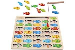 NASHRIO Fishing Toys for Toddlers - Fine Motor Skills Toys for 3 Year Old C Fishing Game Puzzle with Numbers and Letters Fun and Interactive Fishing.