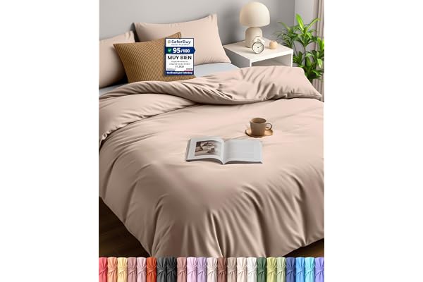 Utopia Bedding Funda Nordica Cama 150 230x220, Beige | Funda Edredon 230x220 cm y 2 Fundas de Almohada 50x75 cm, Microfibra, Certificado Oeko-TEX, Ideal para el hogar y los hoteles