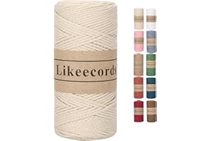 Likeecords Hilo de ganchillo de algodón de 2 mm x 150 m, 100 % algodón, para tejer, macarame, crochet, tejido veneno (color albaricoque)