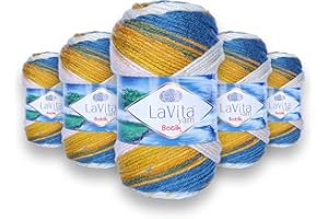 LaVita Yarn BATIK DG19 - Hilo de lana para tejer a mano, paquete de 5 unidades , 100 % hilo deportivo acrílico, 100 g por ovillo, 170 m
