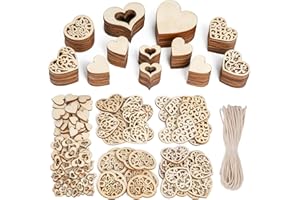 HOLDLEAF 560 Pièces Bois de Coeur Tranches Décoration Bois en Forme de Cœur Taille Mixtes Disques pour Plaque D'anniversaire Artisanat Décoration Bricolage Mariage Noël Cadre Photo