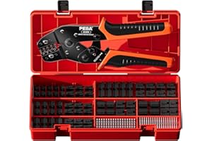 PEBA Crimping Tool and JST Connector Kit - 14 Types of 2.5 mm JST-SM Connectors & Crimp Pins, 2/3/4/5/6/7-Pin JST Housings and Contacts, for DIY Electronics - Suitable for 0.03-0.5 mm² Wires