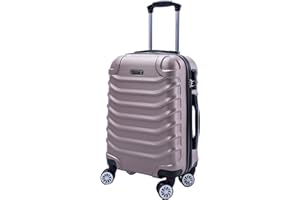 R.Leone Valigia da 1 Fino a Set 4 Trolley Rigido grande, medio, bagaglio a mano e beauty case 8 ruote in ABS 2026 (Rose Gold, M Medio)