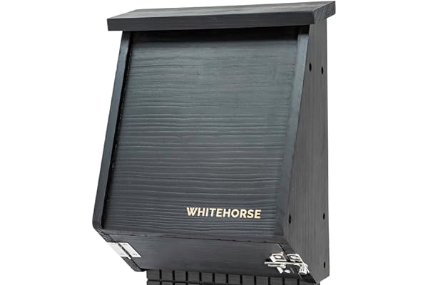 WHITEHORSE Maison de Chauves-Souris en cèdre - Boîte à Chauves-Souris à 4 Compartiments - Soutenez Les Chauves-Souris et Profitez d'un Jardin Plus sain avec Moins de moustiques (Noir)