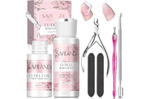 ‎SAVILAND Saviland 60ML Nagelhautentferner Flüssig: Cuticle Remover Tools Set mit Cuticle Oil 30ML, Erweicht Nagelhaut, Entfernt tote Hautzellen, Hände Füße Nagelpflegeset mit Nagelhautzange Nagelhautschieber