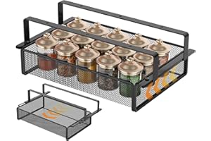 ENONCI Cesta de Almacenamiento Debajo del Estante, Cajón Colgante Bajo Armario, Cesta Metálica de Malla Organizadora para Cocina, Oficina, Armarios, Almacenaje en Armarios, Negro