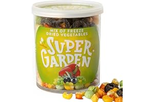 SUPERGARDEN Super Garden Freeze Dried Vegetables Mix | Freeze Dried Vegetables | Pure & Delicious Corn, Olives, Bell Pepper & Pea Snacks | No Preservatives | Dried Vegetables Mixed Vegan Snacks | 34g