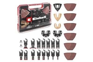 Original Einhell XXL-CASE 70-tlg. Multitool-Set (BiM/CrV-Tauchsägeblätter, HCS/HM/BiM-Halbrund-Sägeblätter, HM-Delta-Raspel, Delta-Trägerplatte, Schleifpapier, Dremel-Adapter)
