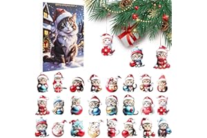 AKONE Kalendarz adwentowy z kotami 2024, akrylowa zawieszka na choinkę, ozdoba choinkowa, 24-dniowy kalendarz odliczający dla miłośników kotów